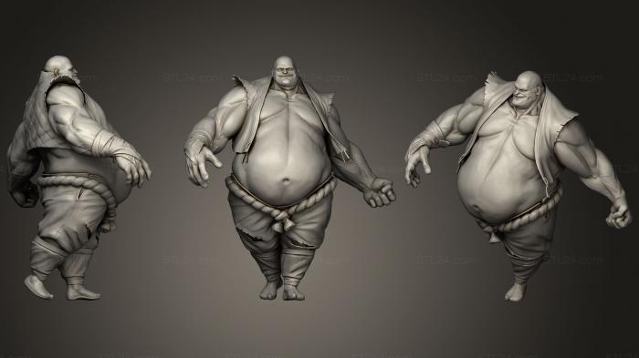 Статуэтки герои, монстры и демоны (Толстый Мускулистый Мужчина, STKM_0807) 3D модель для ЧПУ станка